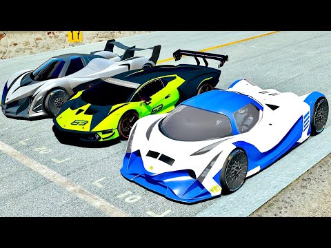 Lamborghini Essenza SCV12 vs Devel Sixteen 2019 vs Devel Sixteen 2014 - Drag Race 10 KM