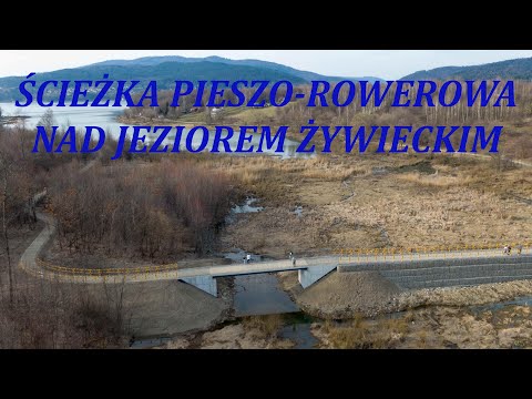 Ścieżka pieszo-rowerowa nad Jeziorem Żywieckim [Marzec 2023] DRON