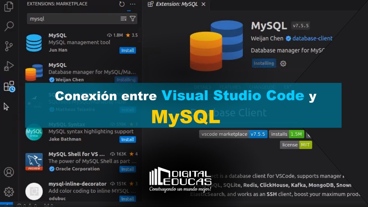 Conexión de Visual Studio Code y MySQL