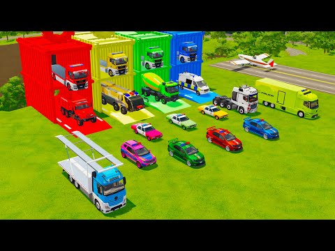 ALL POLICE VEHICLES AND EMERGENCY TRUCK, CONCRETE MIXER, DUMP TRUCK TRANSPORT TO GARAGE - FS22