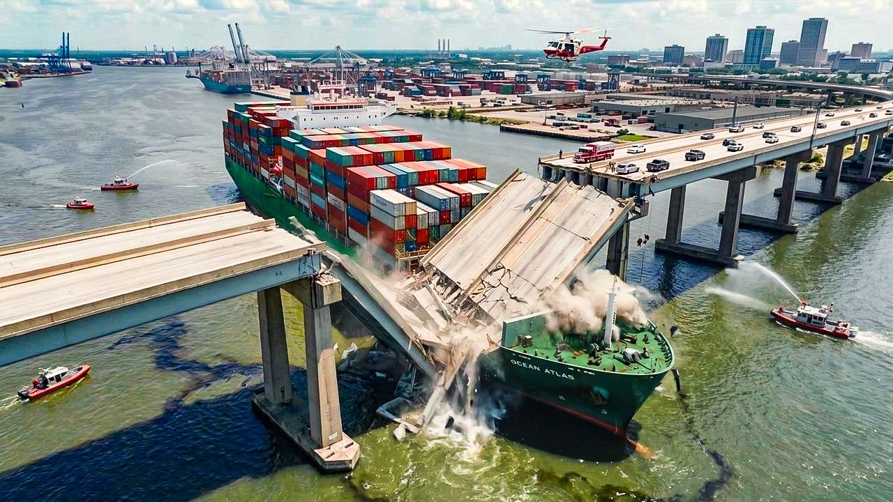 Verrückte Schiffskollisionen mit Brücken