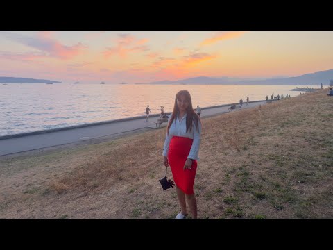 live tour of English bay beach sunset view & evening life #beach#sunset#statue#downtown#vancouverbc