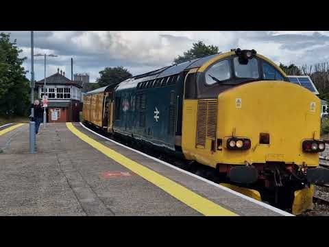 37610 and 612 depart yeovil pen mill with horns and thrash. 12 july 2023.