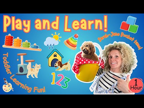 Play + Learn! 123, ABC, Songs, Pets, Toddler, kids, Preschool Learning Fun! Sarah-Jane Bucket Time!