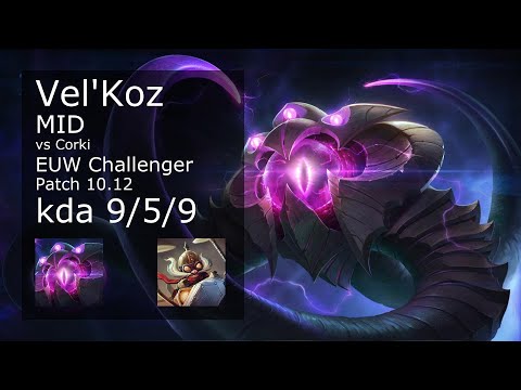 Vel'Koz Mid vs Corki - EUW Challenger 9/5/9 Patch 10.12 Gameplay