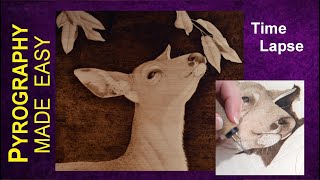 Wood Burning Art - Venison the Deer - pyrography time lapse