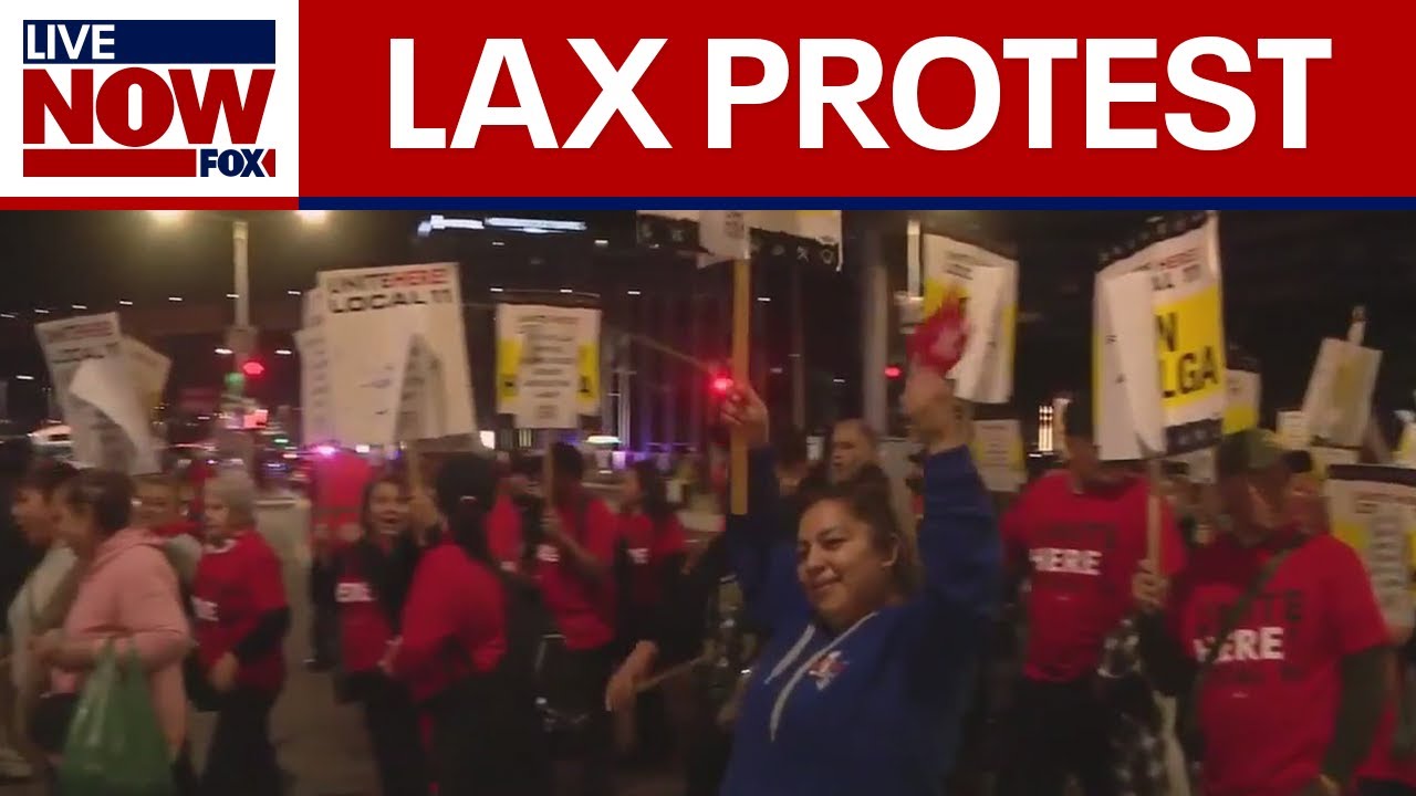 LAX airline catering workers stage protest amid travel rush