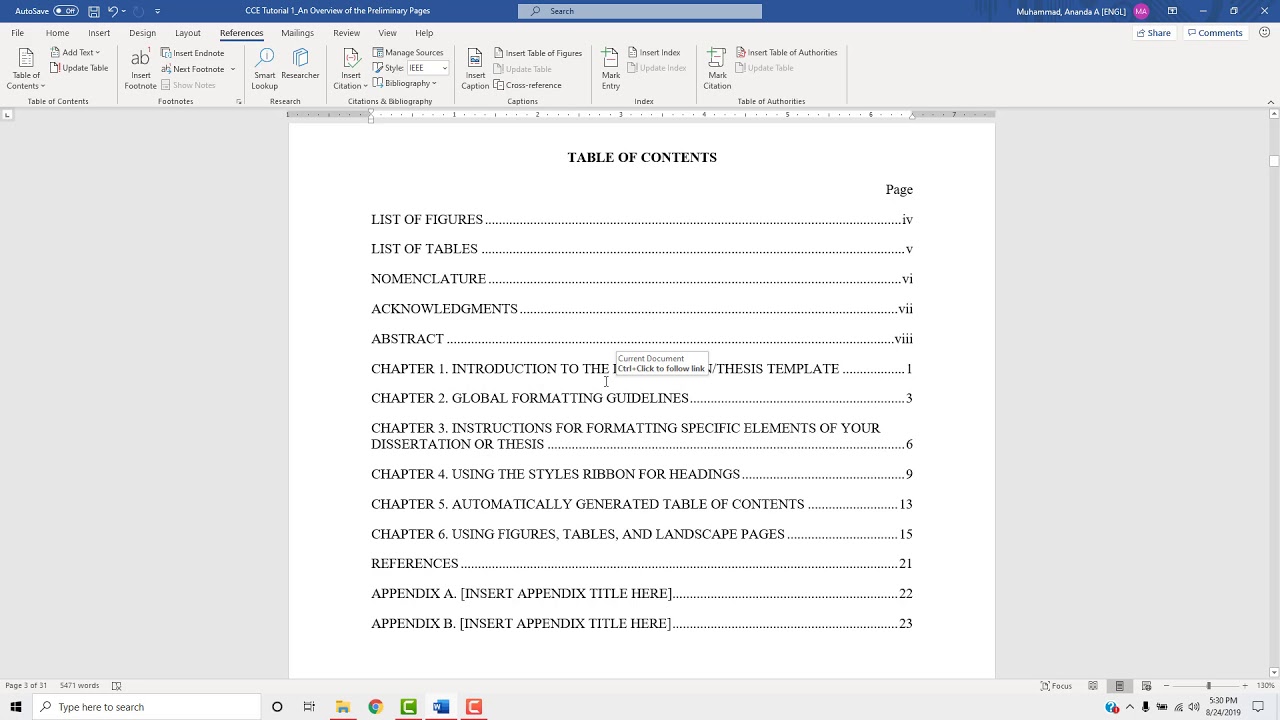 Thesis and Dissertation Formatting Tutorial 1: An Overview of the Preliminary Pages