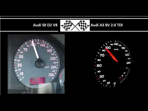 Audi S8 D2 V8 VS. Audi A3 8V 2.0 TDI - Acceleration 0-100km/h