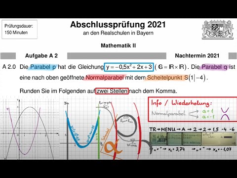 Abschlussprüfung Mathematik 2021 A2 NT Lösung (Parabel)