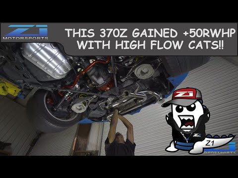 This 370Z gained +50rwhp even with High Flow Cats!