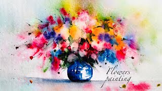 relaxing and colorful . pot painting . easy watercolor techniques .