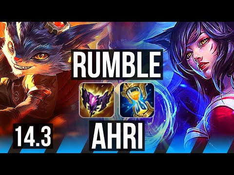 RUMBLE vs AHRI (MID) | 12/2/8, Legendary, 600+ games | EUW Grandmaster | 14.3