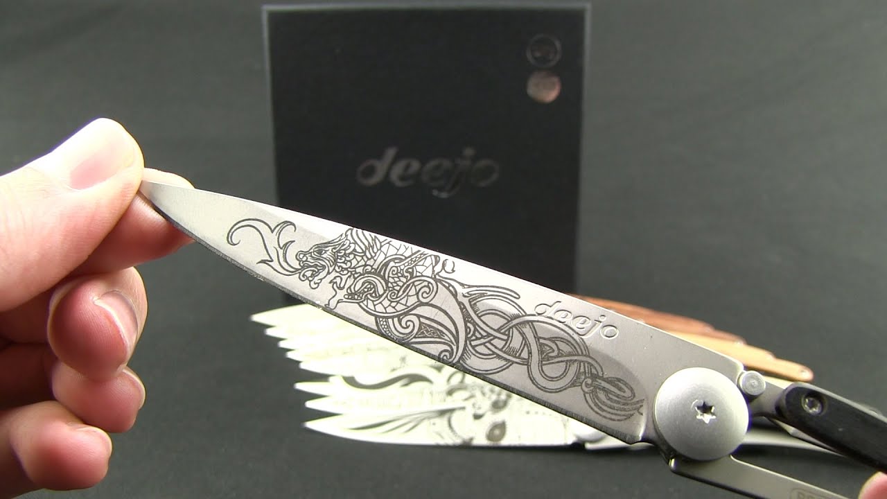 Deejo Cherry Blossom Tattoo 37g Ultra-Light Knife Rosewood (3.75" Matte)