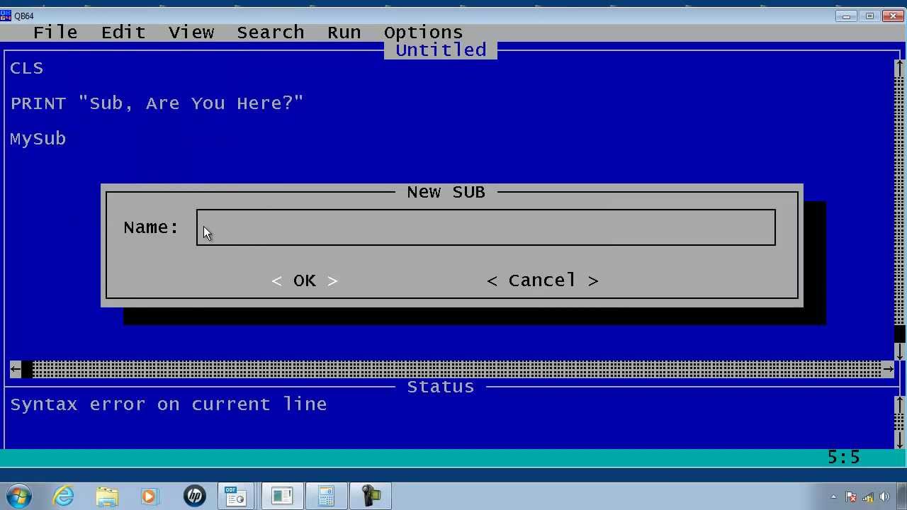 QBasic Tutorial 36 - Making A Sub In QB64