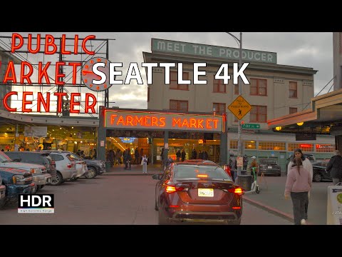 Seattle 4K HDR - Sunset Drive - Driving Downtown