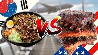 KOREAN Airport Food vs AMERICAN Airport Food - Traveling from Seoul to Miami