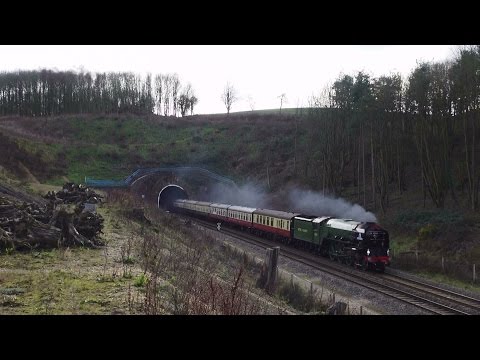 60163 Tornado bursts out of Campden tunnel - 14.02.16
