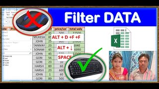 filter data  keyboard shortcut without mouse |  Data filter in excel | excel