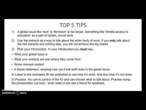 IB English A Individal Oral (IO) tips and tricks