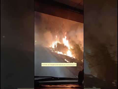 Perigo em fogo as margens da BR em Camutanga Pe.