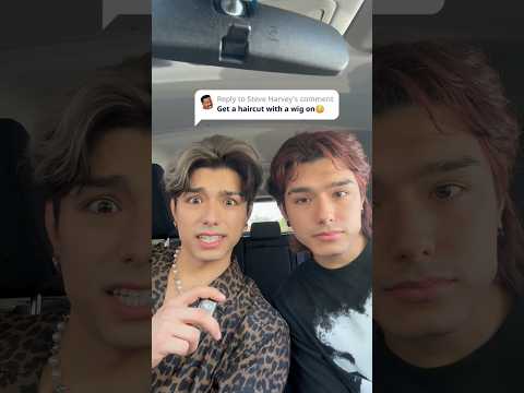 Getting a haircut with a wig on✨ #cegielskitwins