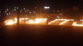 Pattern making at World Famous Banimantap Torchlight Parade at Mysuru Dussehra 2017, Mysuru, India