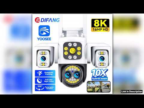 Yoosee WiFi Camera Outdoor 8K 16MP Four Lens Three Screen CCTV Ai Track Video PTZ 360 Surveillance