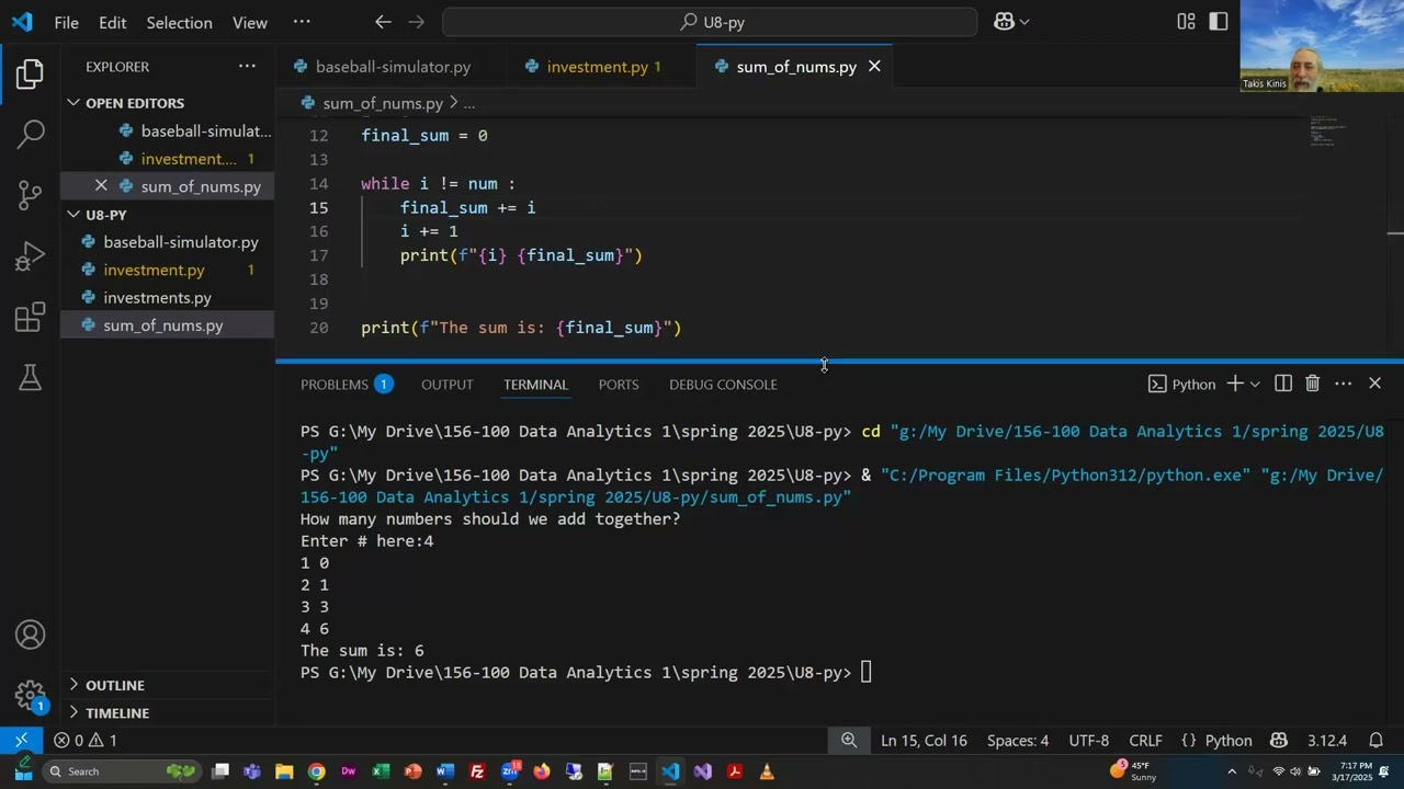 Data Analytics 1 - Unit 8 Python Review Exercises - Part 2 - Spring 2025