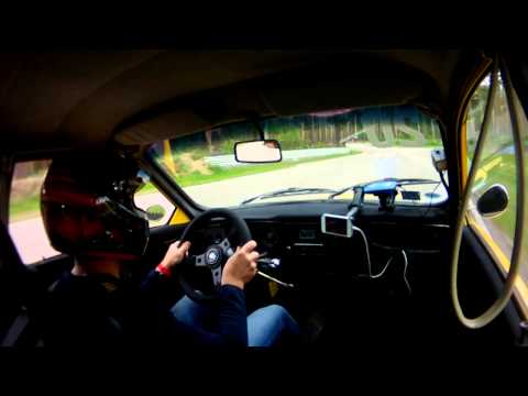 Onboard SAAB 96 V4 Bikernieki Youngtimer track day 2014 Race