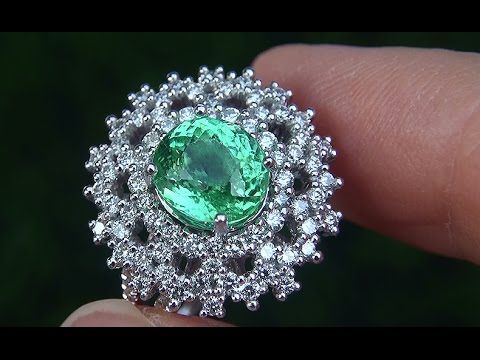 GIA Certified Natural PARAIBA Tourmaline & Diamond PLATINUM Estate Ring - A131384