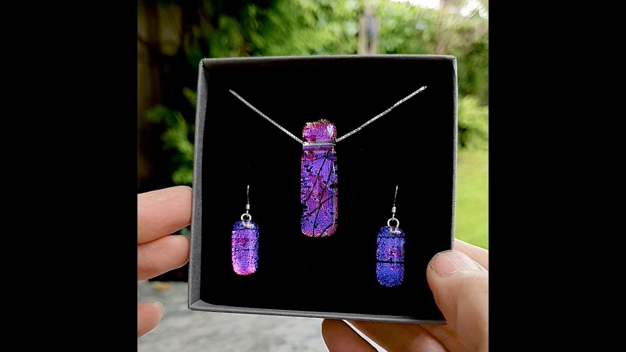 Purple and Pink Glass Necklace and Earring Set | LILABET Collection by Mere Glass Jewellery