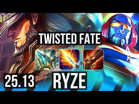 TWISTED FATE vs RYZE (MID) | 33k DMG | KR Master | 25.13