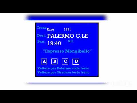 Annuncio del vecchio Treno Espresso "Mongibello" 1991, da Milano Centrale a Palermo Centrale.
