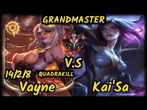 FNC Rekkles (VAYNE) vs KAI'SA - QUADRAKILL 14/2/8 KDA BOTTOM ADC GAMEPLAY - EUW Ranked GRANDMASTER