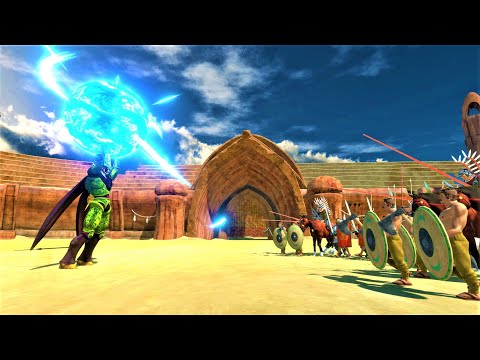 Superhero vs 100 ancient humans army animal revolt battle simulator