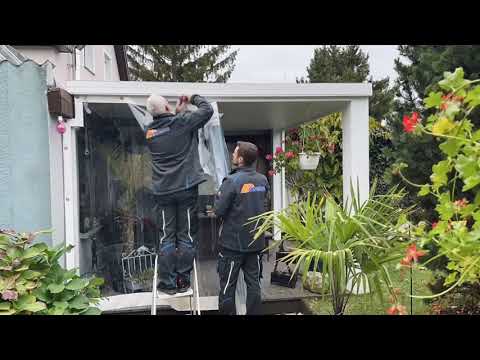 Terrassenplane aus PVC als Sichtschutz,Windschutz oder Wetterschutz anbringen