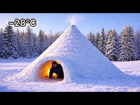 Building a Large-Scale Snow Shelter for Survival: Constructing an Igloo.
