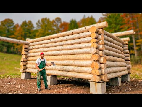 How One Man Built a Log House Deep in the Woods - START TO FINISH