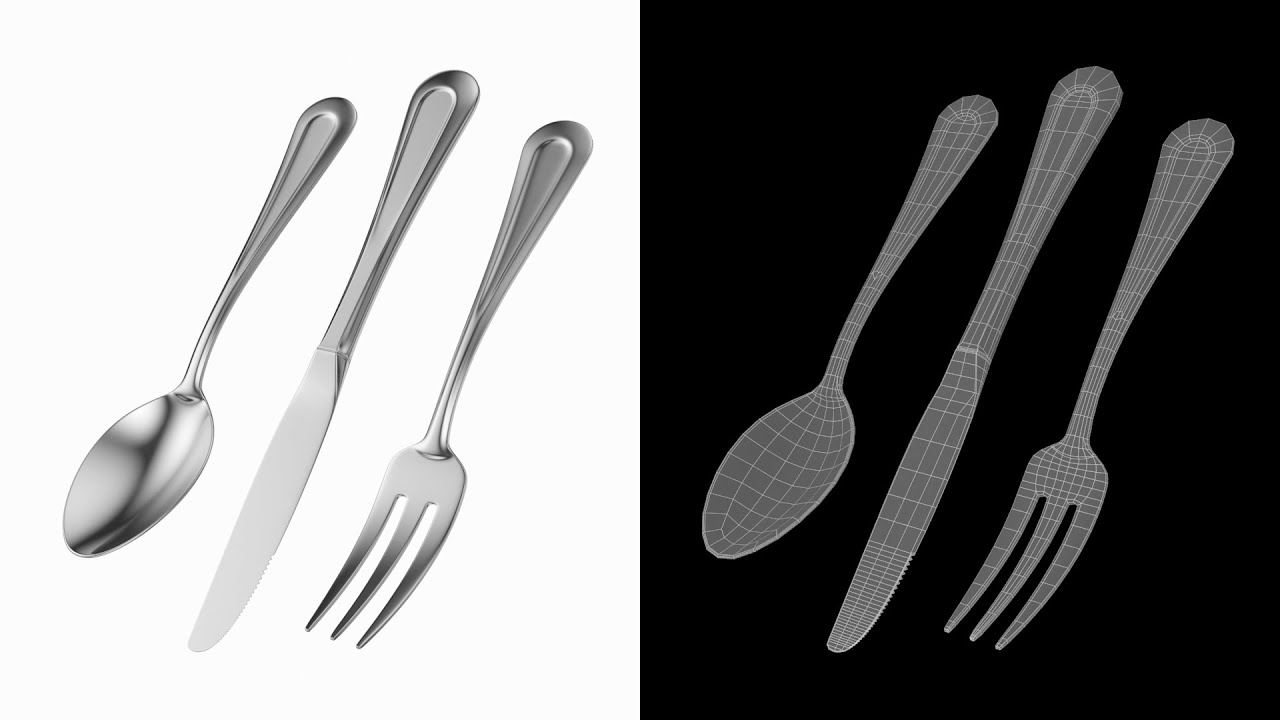 Dessert Coltello Forchetta Cucchiaio Posate Classiche Modello 3D