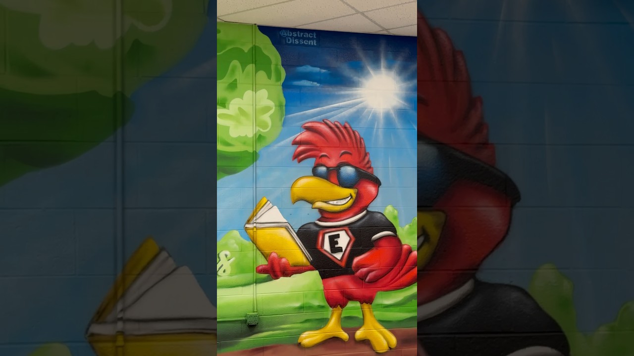 Endy Elementary School #mural #spraypaint #school #redhawks
