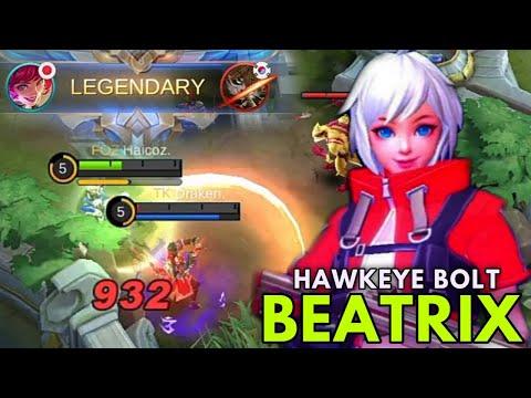 Legendary 💥 Hawkeye Bolt!! Beatrix New Elite skin Gameplay By Top Global player!! Mobile Legends.