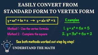 Download the video "How to Convert a Quadratic from Standard to Vertex Form | Step-by-Step Examples"