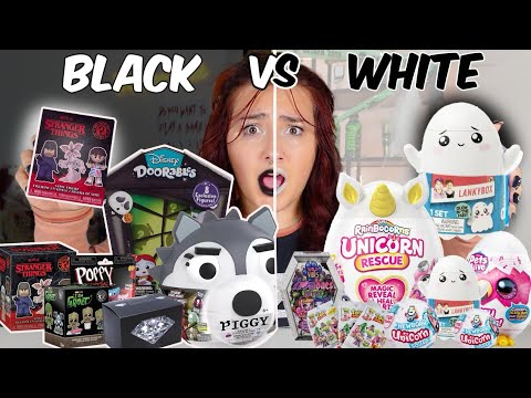UNBOXING 100 *Black VS White MYSTERY* toys 😱