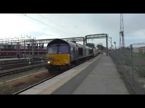 (HD) DRS's 66423 & Brand new 68026 arrive into Crewe - 15/6/17