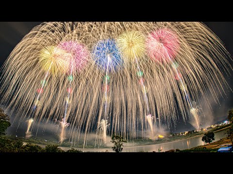 [4K] 小千谷夢花火 10.23 正二尺玉５発同時打上 + 追悼の白菊 - Five 24" firework shells at the same time - (shot on BMPCC6K)