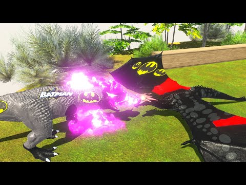 SILVER BATMAN T-REX VS BATMAN DRAGON DEATH RUN - Animal Revolt Battle Simulator