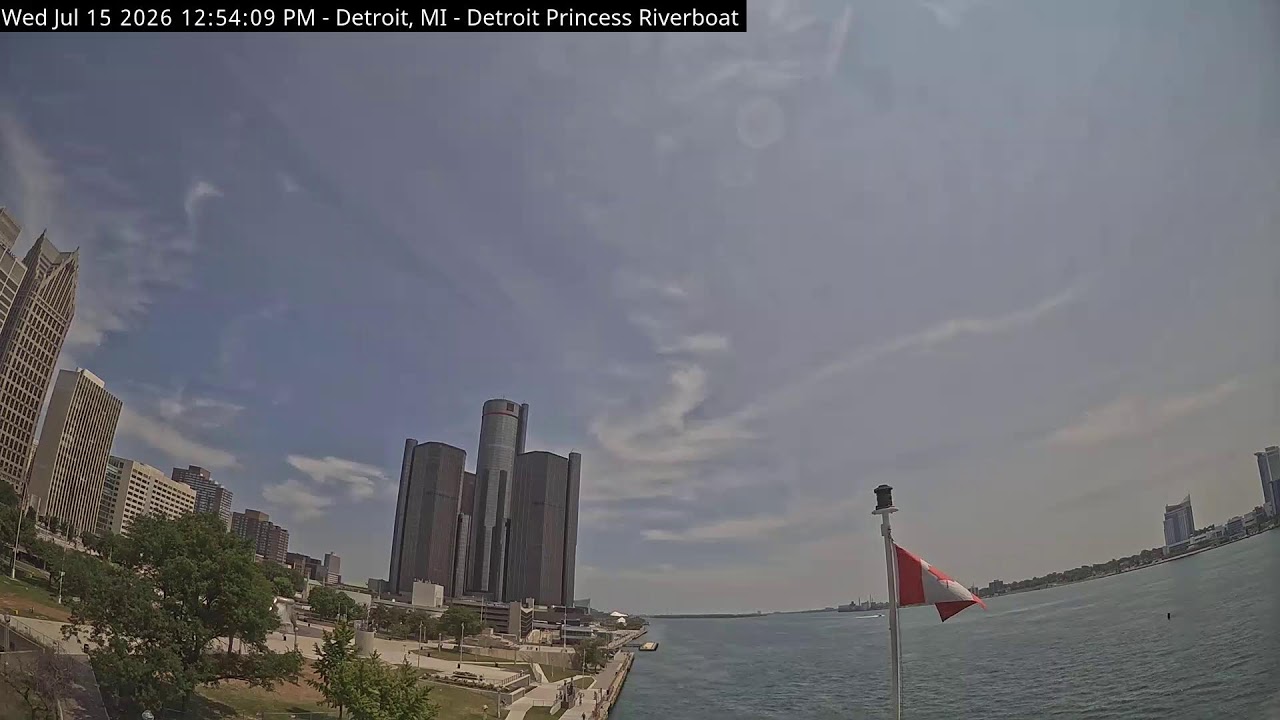 Live webcam view of Detroit Skyline Over the River