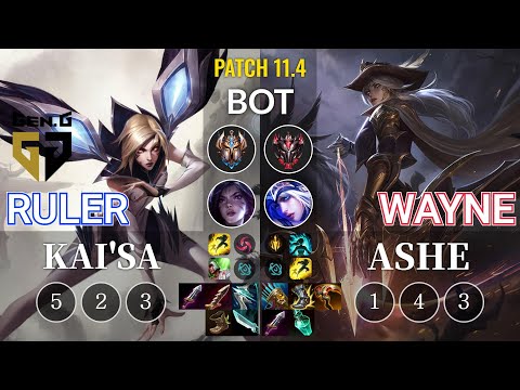GEN Ruler Kai'Sa vs Wayne Ashe Bot - KR Patch 11.4