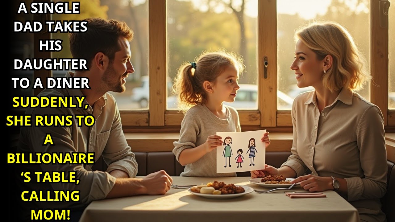 STRUGGLING SINGLE DAD TAKES DAUGHTER TO DINER—SUDDENLY, SHE RUNS TO BILLIONAIRE’S TABLE, CALLS MOM